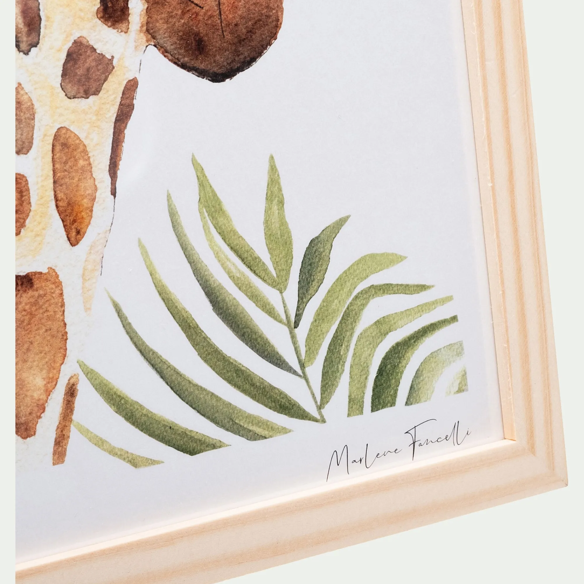 alinea Matelas Enfant|Déco Murale*Image aquarelle encadrée girafe - A4 Naturel
