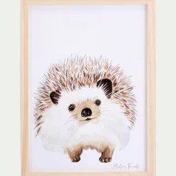 alinea Matelas Enfant|Déco Murale*Image aquarelle encadrée Hérisson - A4 Beige
