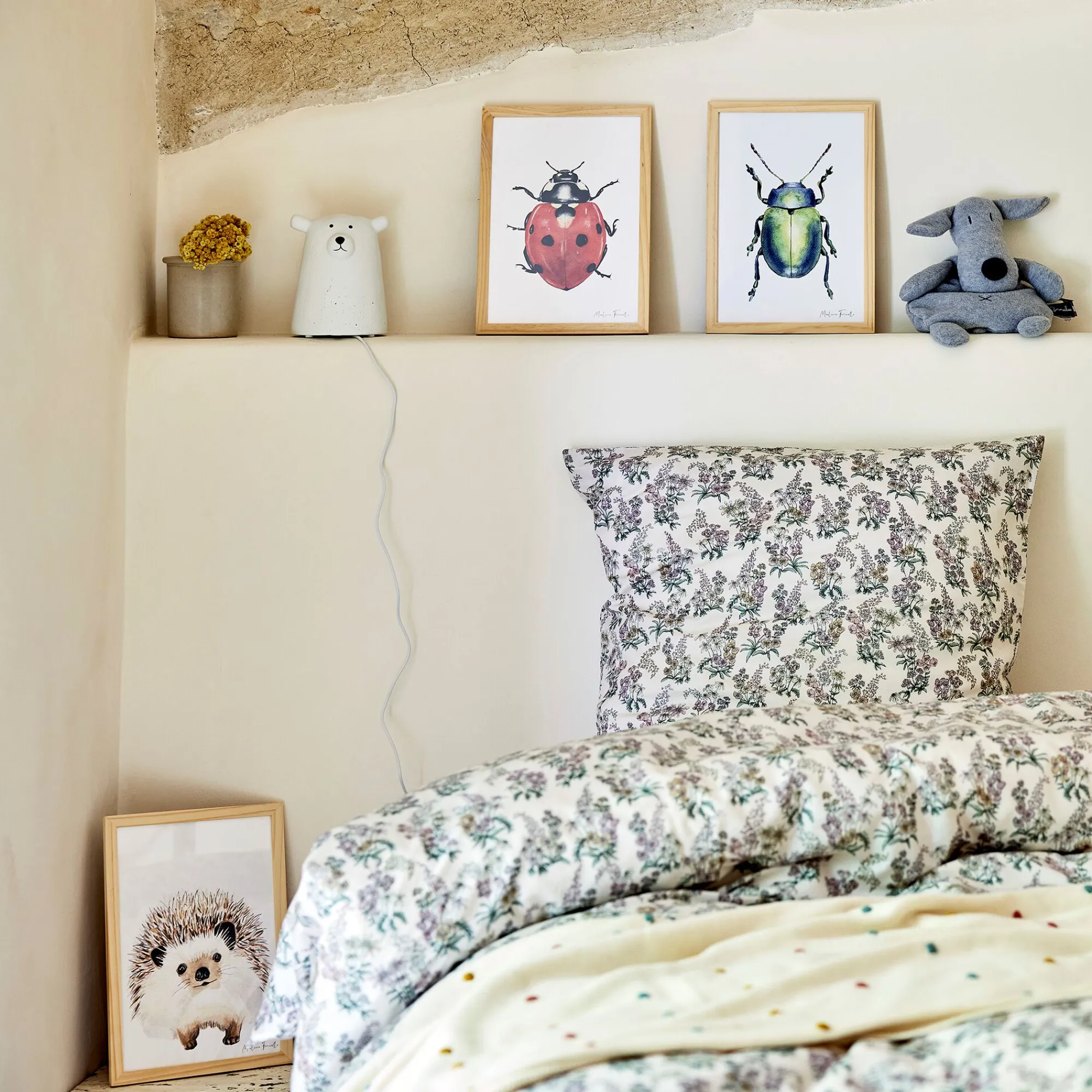 alinea Matelas Enfant|Déco Murale*Image aquarelle encadrée Hérisson - A4 Beige