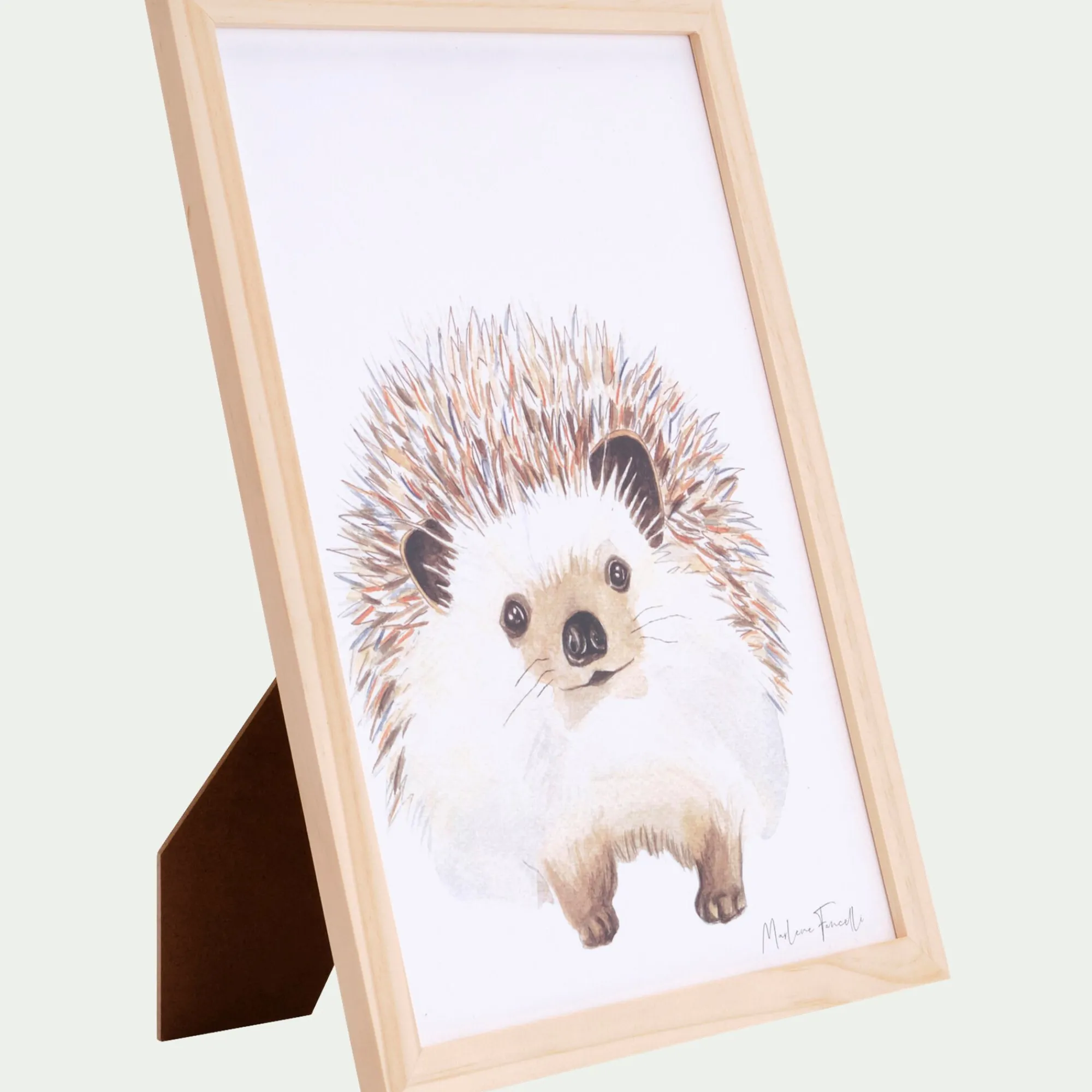 alinea Matelas Enfant|Déco Murale*Image aquarelle encadrée Hérisson - A4 Beige