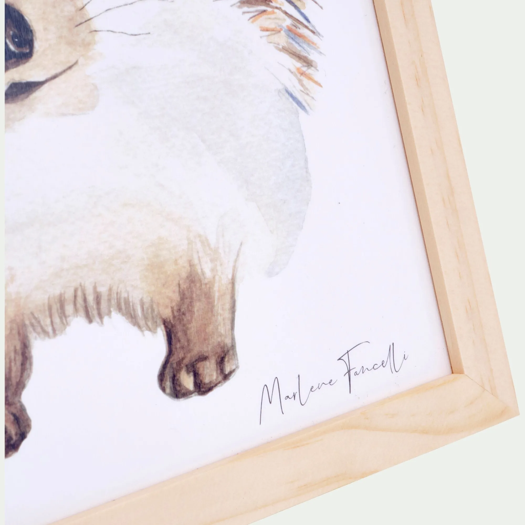 alinea Matelas Enfant|Déco Murale*Image aquarelle encadrée Hérisson - A4 Beige