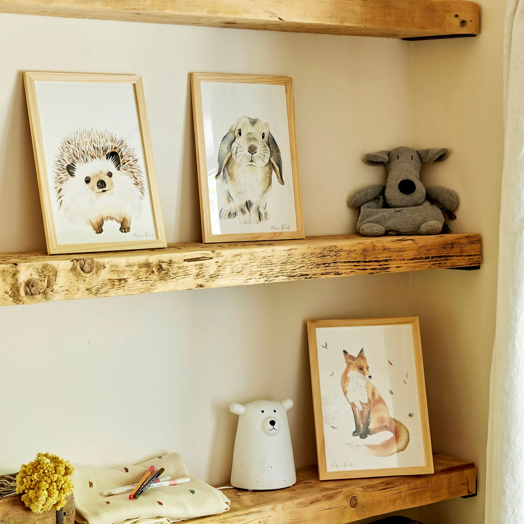 alinea Matelas Enfant|Déco Murale*Image aquarelle encadrée Hérisson - A4 Beige