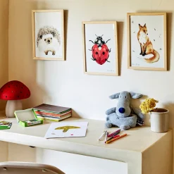 alinea Matelas Enfant|Déco Murale*Image aquarelle encadrée Hérisson - A4 Beige