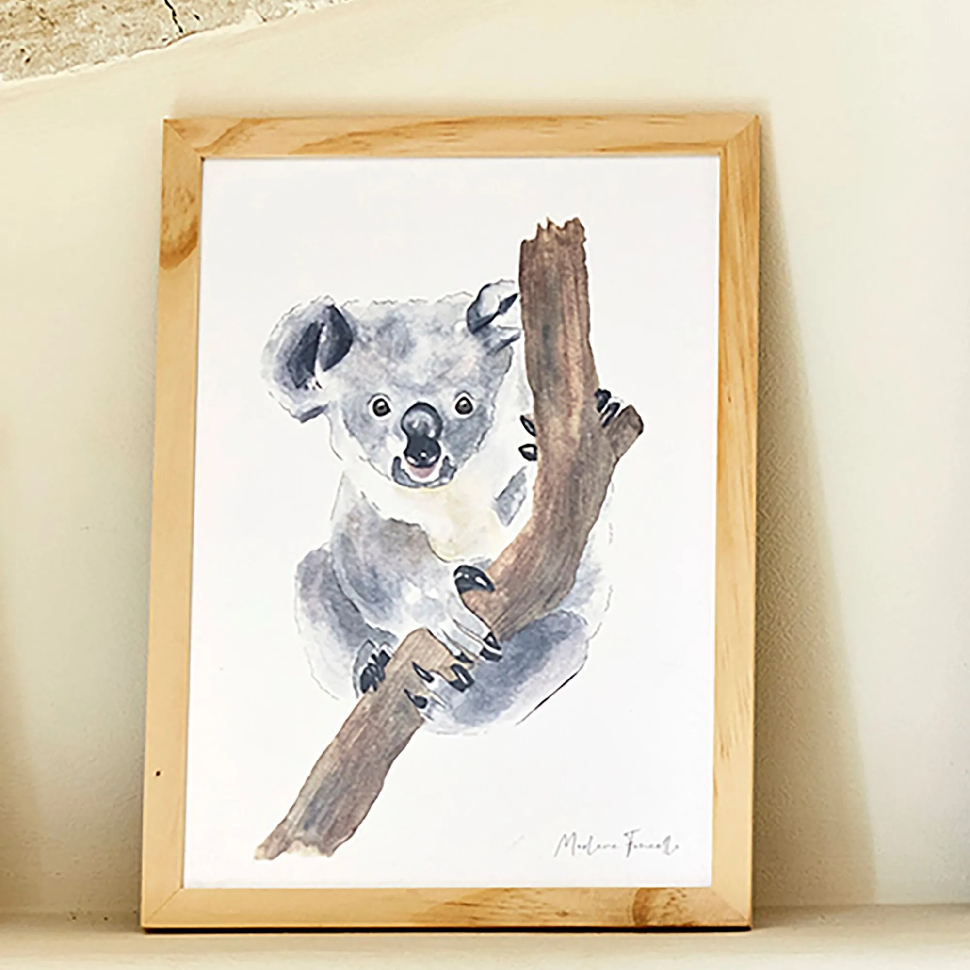 alinea Matelas Enfant|Déco Murale*Image aquarelle encadrée Koala - A4 Beige