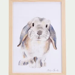 alinea Matelas Enfant|Déco Murale*Image aquarelle encadrée Lapin bélier - A4