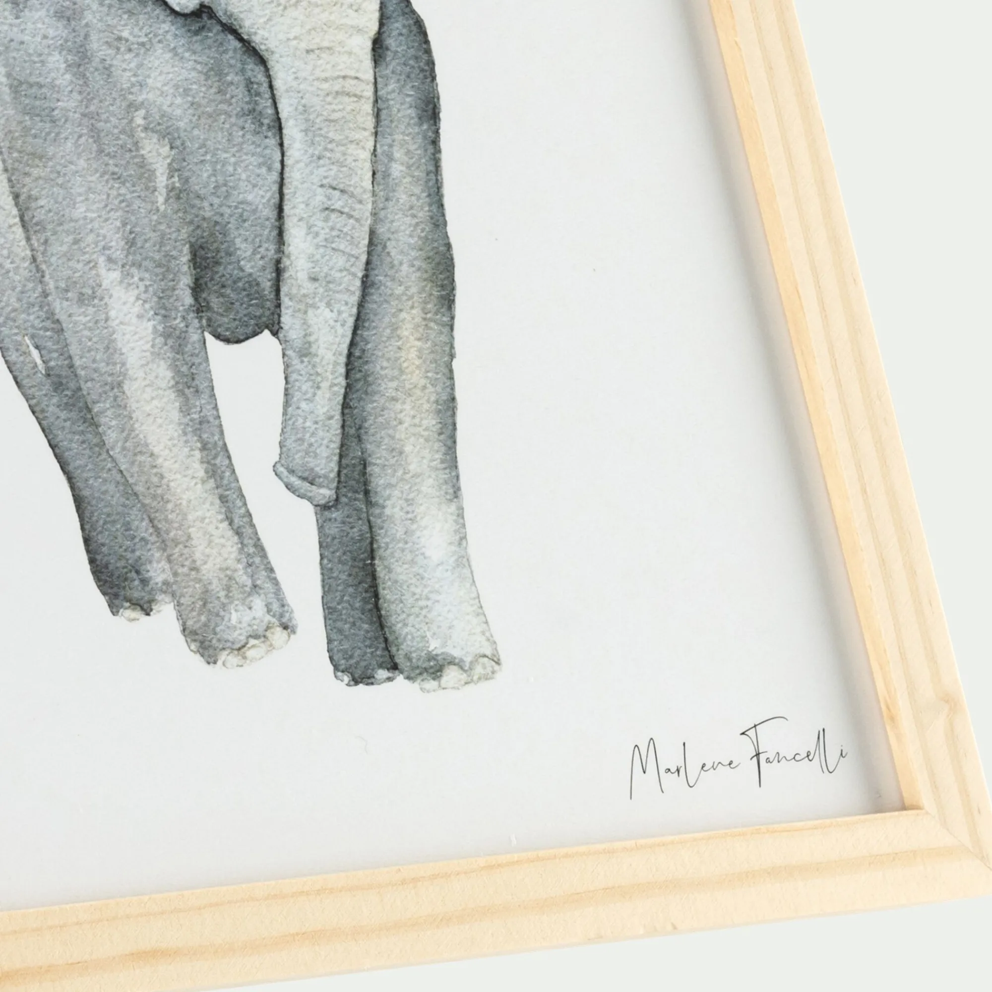 alinea Matelas Enfant|Déco Murale*Image aquarelle encadrée Éléphant - A4 Beige