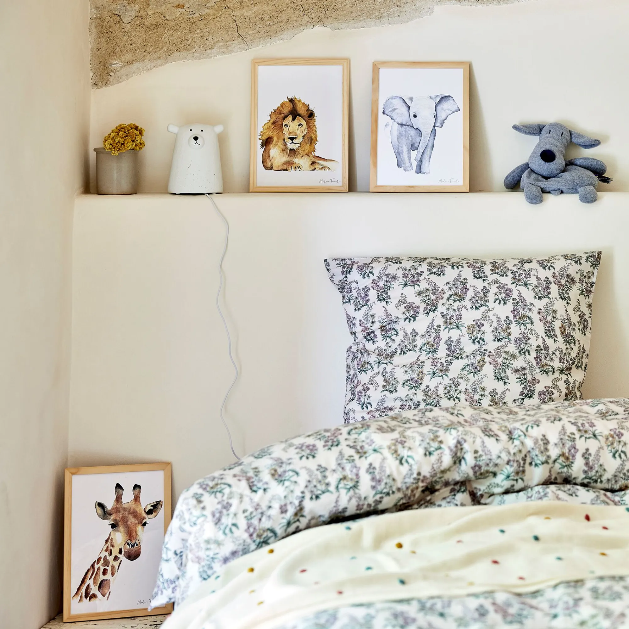 alinea Matelas Enfant|Déco Murale*Image aquarelle encadrée Éléphant - A4 Beige
