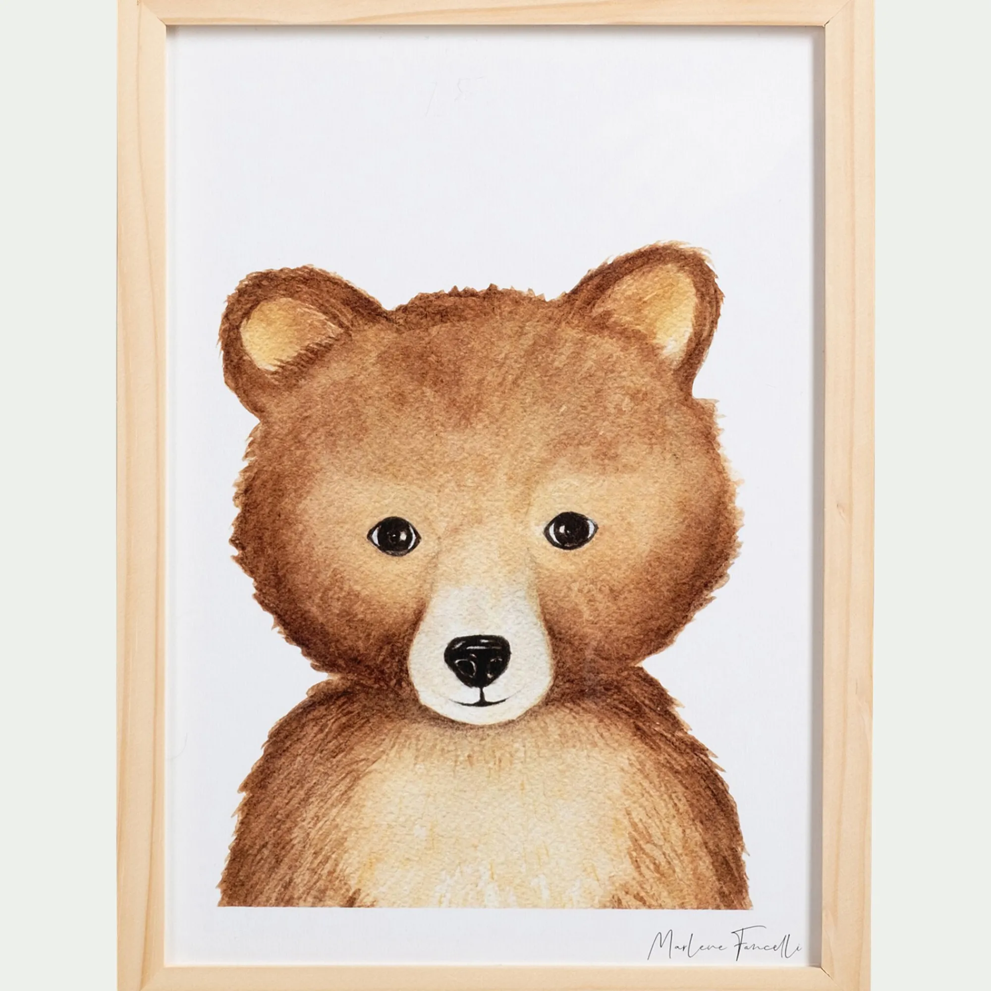 alinea Matelas Enfant|Déco Murale*Image aquarelle encadrée ourson - A4