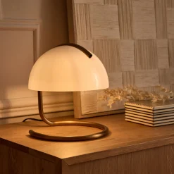 alinea Lampe À Poser*Lampe à poser design en acier et verre H25cm - Blanc
