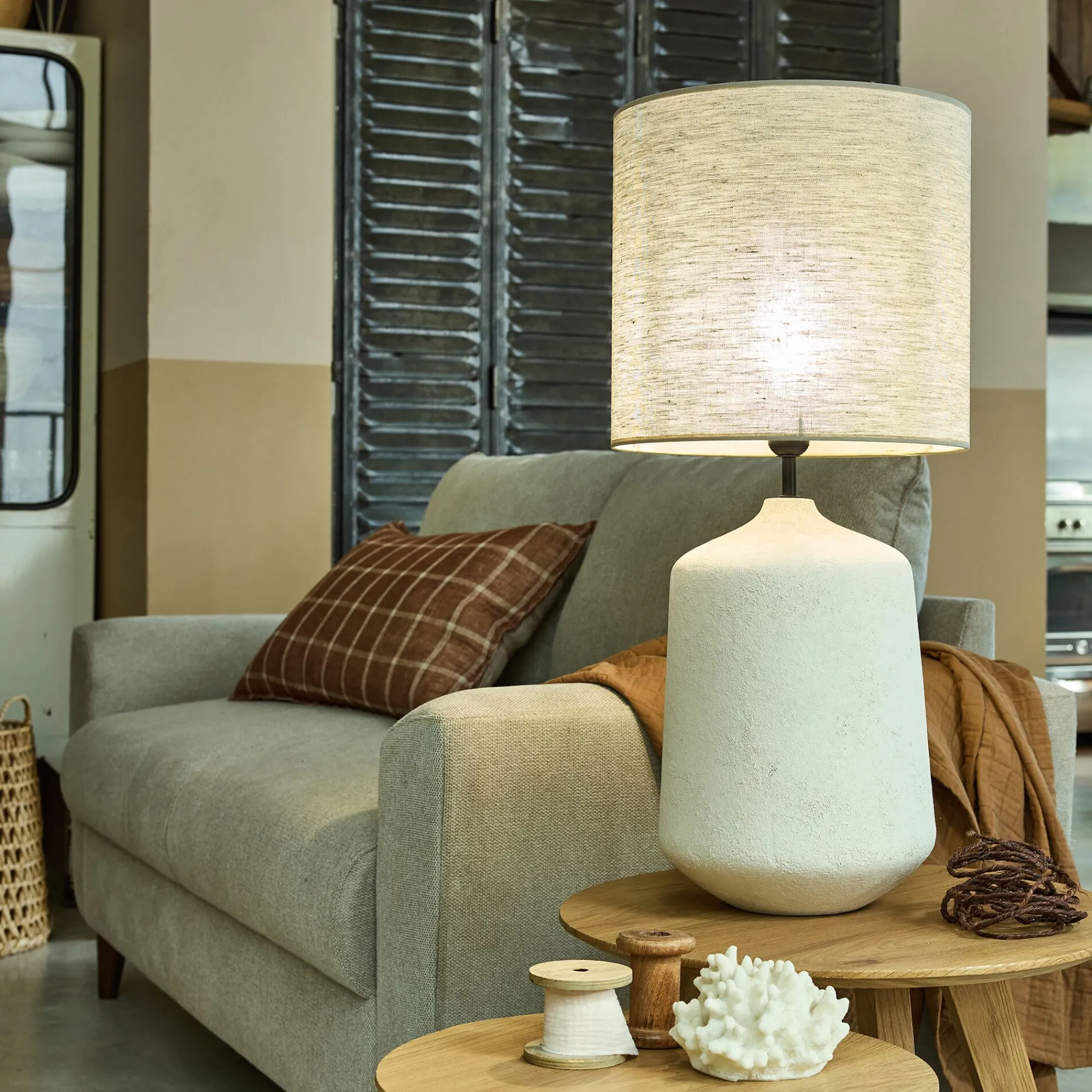 alinea Lampe À Poser*Lampe à poser électrifiée en céramique et coton D38cm - Beige