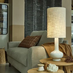 alinea Lampe À Poser*Lampe à poser électrifiée en céramique et coton H73cm - Blanc