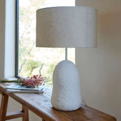 alinea Lampe À Poser*Lampe à poser électrifiée en céramique et lin H55cm - Blanc