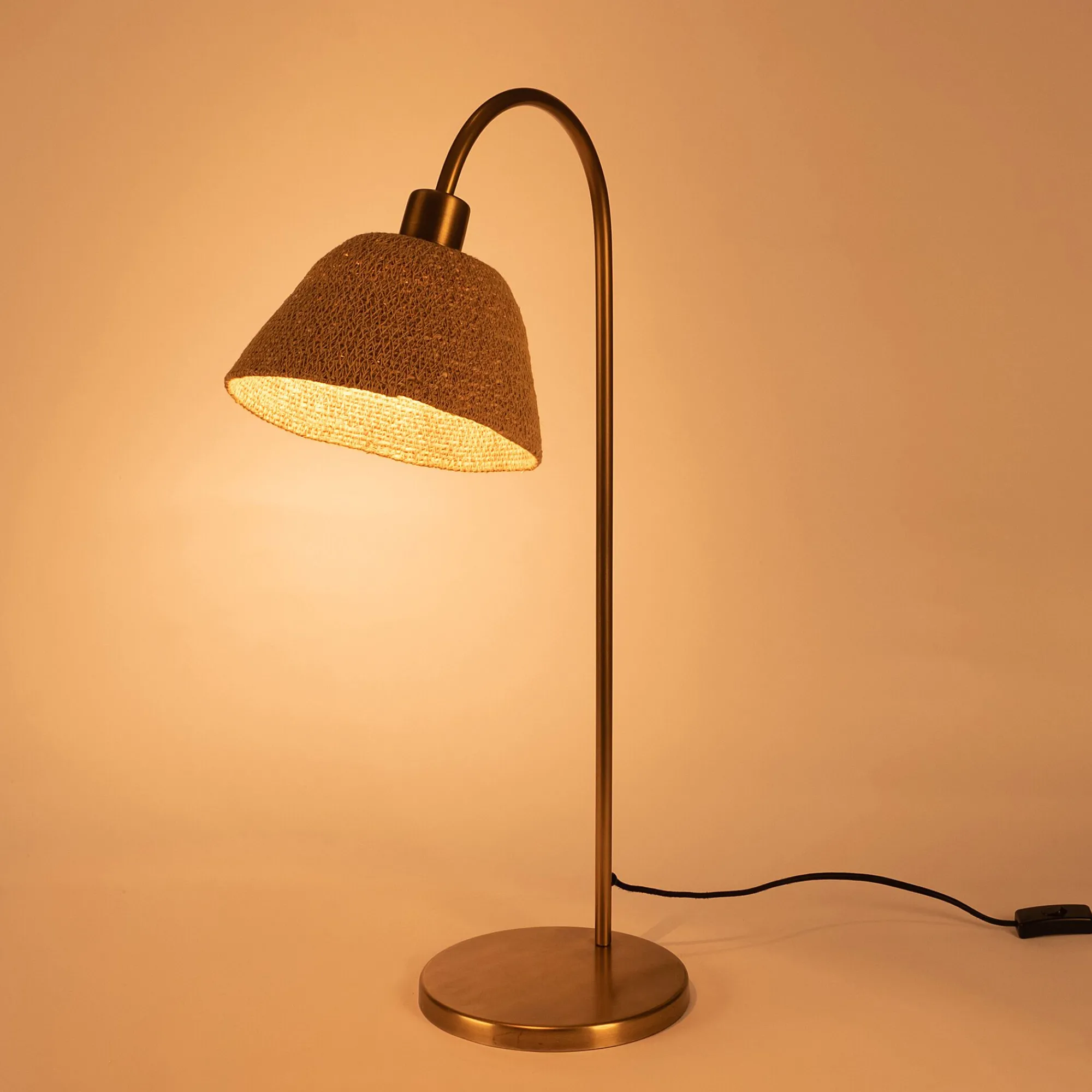 alinea Lampe À Poser*Lampe à poser électrifiée en métal et jonc de mer H68cm - Doré