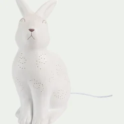 alinea Lampe Chambre Enfant|Commode Enfant*Lampe à poser électrifiée forme lapin en porcelaine H26,5cm - Blanc