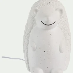 alinea Lampe Chambre Enfant|Commode Enfant*Lampe à poser électrifiée forme hérisson en porcelaine H19,8cm - Blanc