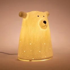alinea Lampe Chambre Enfant|Commode Enfant*Lampe à poser électrifiée forme ours en porcelaine H16,2cm - Blanc