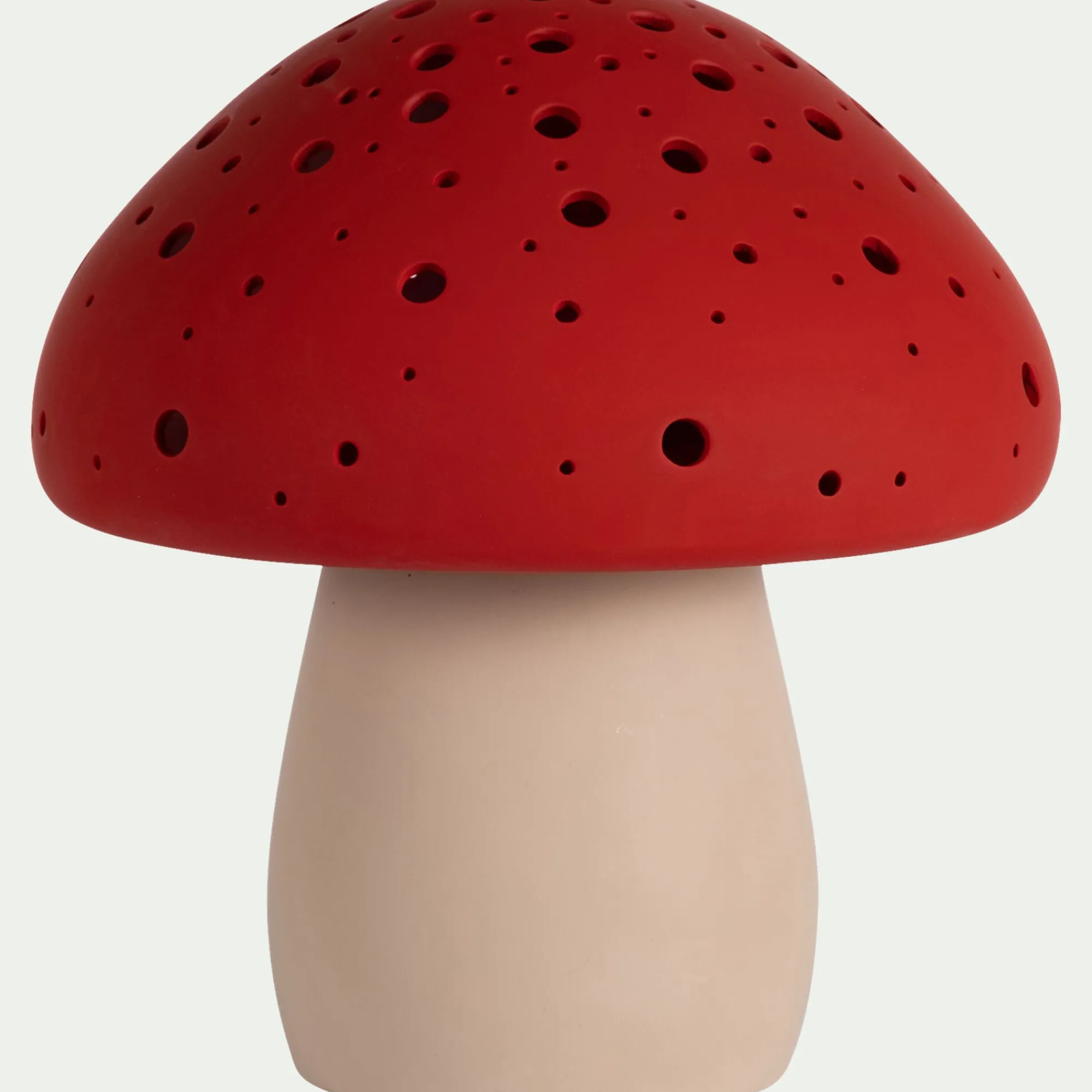 alinea Matelas Enfant|Lampe Chambre Enfant*Lampe à poser électrifiée forme champignon en porcelaine H22cm - Rouge