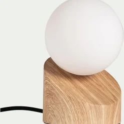 alinea Lampe De Chevet|Lampe À Poser*Lampe à poser tactile en fer effet bois clair H16cm- Naturel