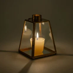 alinea Lanterne|Bougie Et Photophore De Noël*Lanterne miniature en verre et fer H14cm - Doré