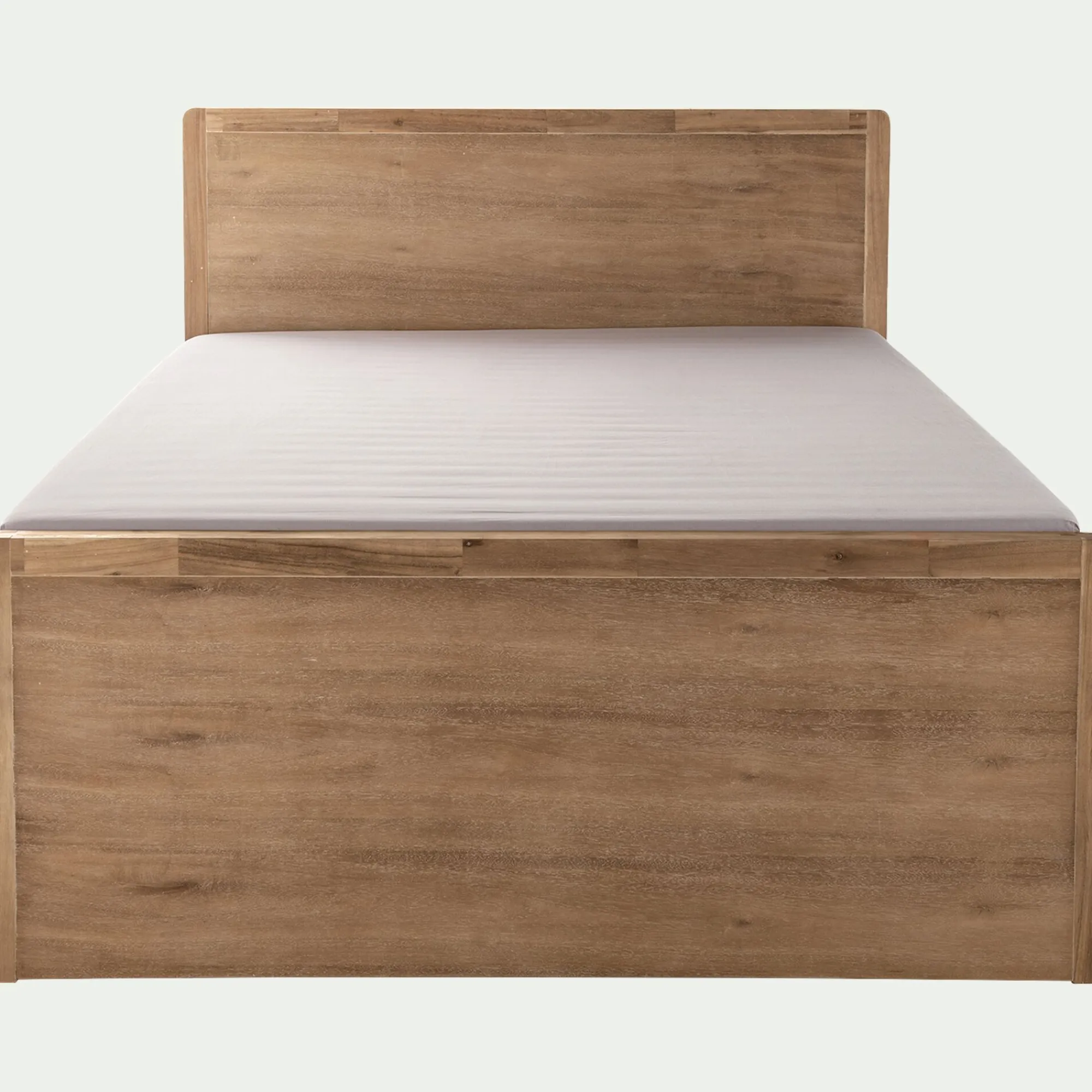 alinea Lit Adulte*Lit 2 places avec tête de lit en acacia 160x200cm - Bois clair