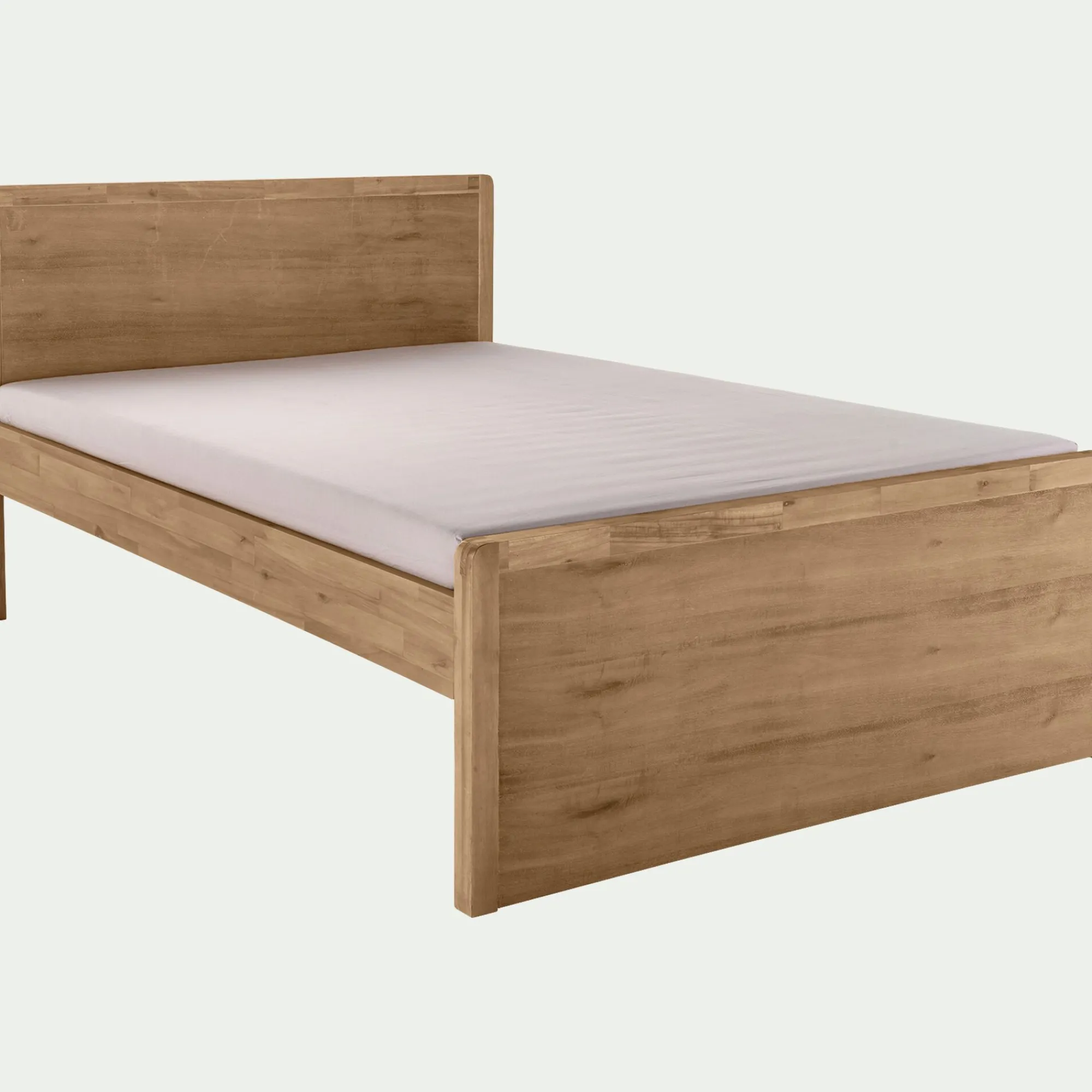 alinea Lit Adulte*Lit 2 places avec tête de lit en acacia 160x200cm - Bois clair