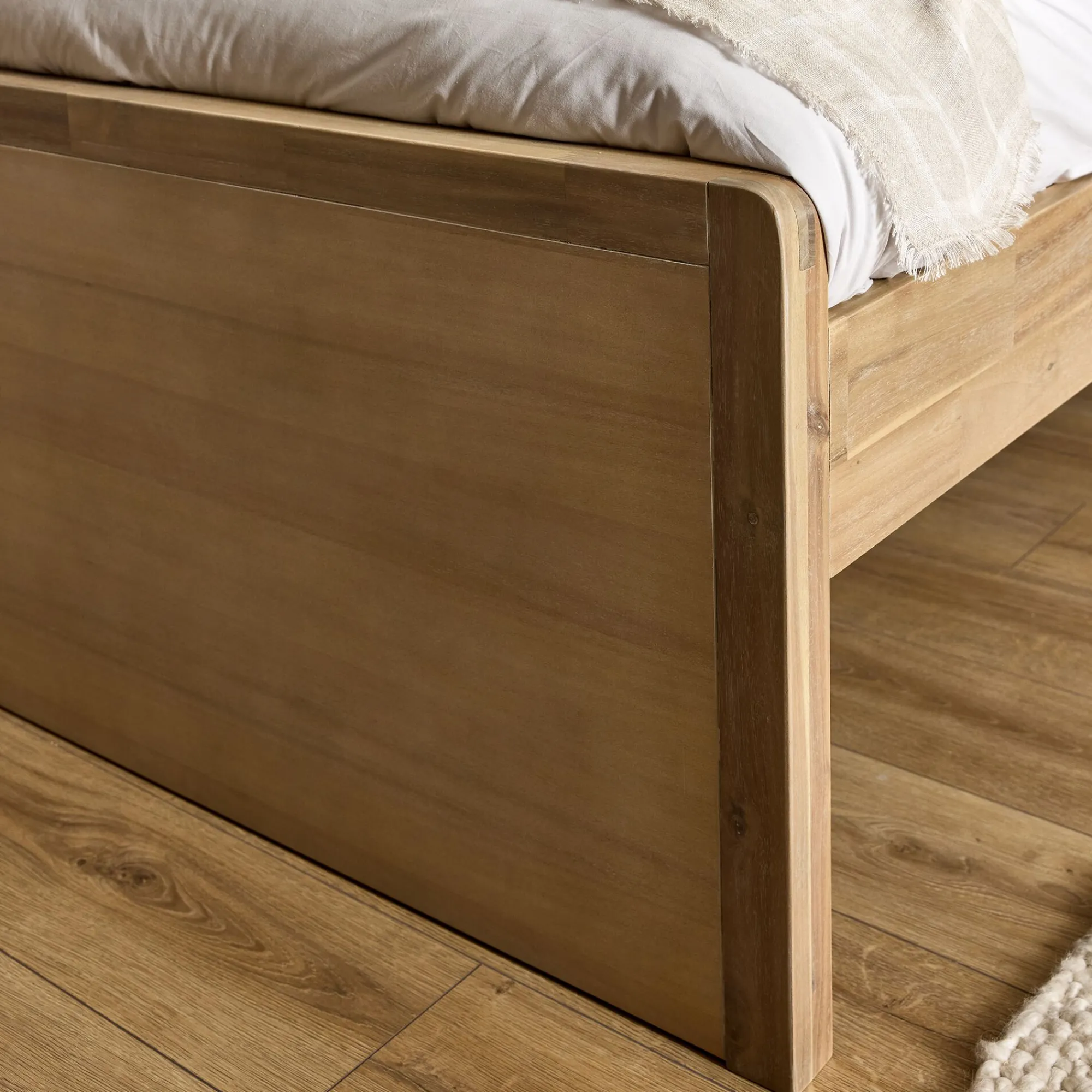 alinea Lit Adulte*Lit 2 places avec tête de lit en acacia 160x200cm - Bois clair