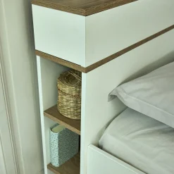 alinea Lit Adulte*Lit 2 places avec tête de lit en bois 140x200cm - Blanc