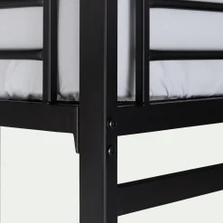 alinea Lit Adulte*Lit mezzanine 2 places en acier avec bureau en verre - 140x200cm Noir
