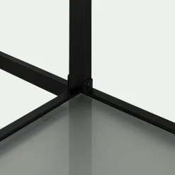 alinea Lit Adulte*Lit mezzanine 2 places en acier avec bureau en verre - 140x200cm Noir