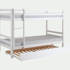 alinea Lit Enfant|Lit Enfant*Lit superposé modulable en pin 90x200cm avec sommier à lattes - Blanc