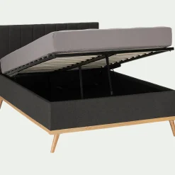 alinea Lit Adulte*Lit-coffre 2 places recouvert de tissu - 160x200cm Gris