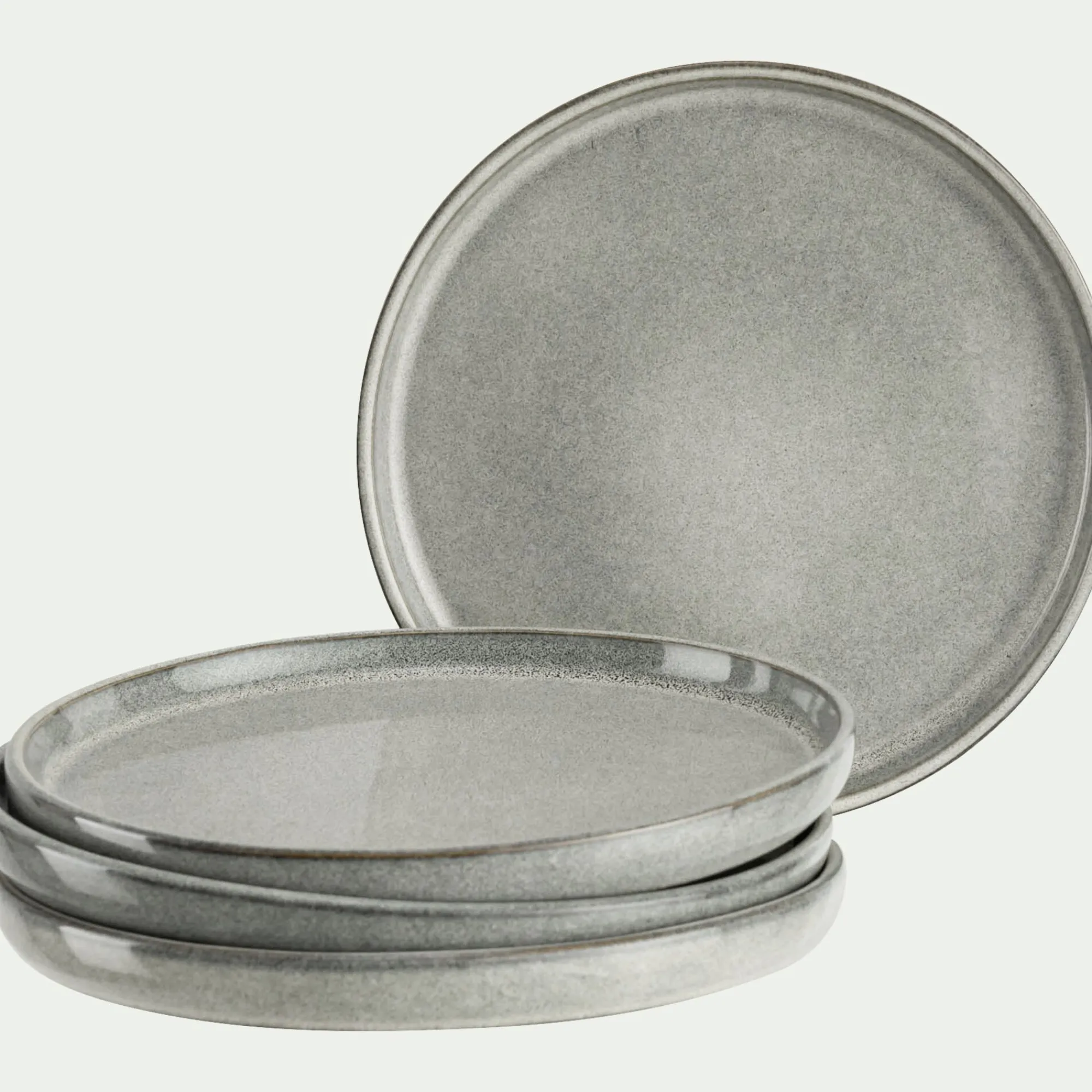 alinea Assiette|Assiette De Noël*Lot de 4 assiettes à dessert en grès émail réactif D21cm - borie Gris