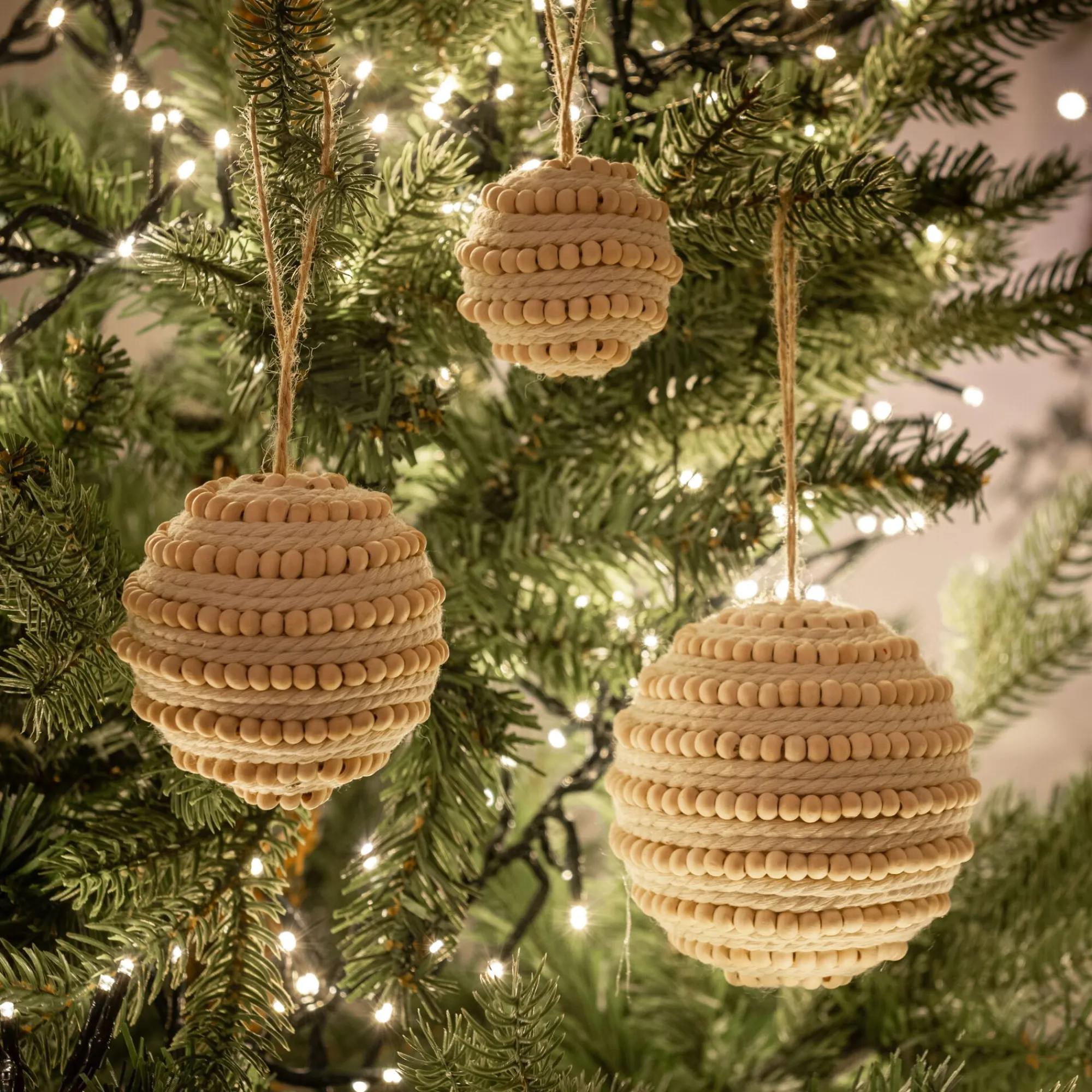 alinea Boule De Noël*Lot de 6 boules de Noël à perles - Blanc