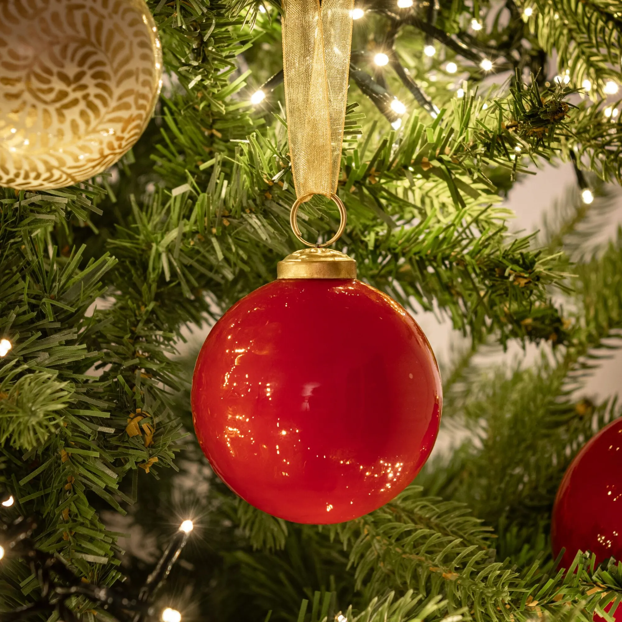 alinea Boule De Noël*Lot de 6 boules de Noël en verre D8cm - Rouge