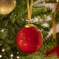 alinea Boule De Noël*Lot de 4 boules de Noël en verre D9cm - Rouge