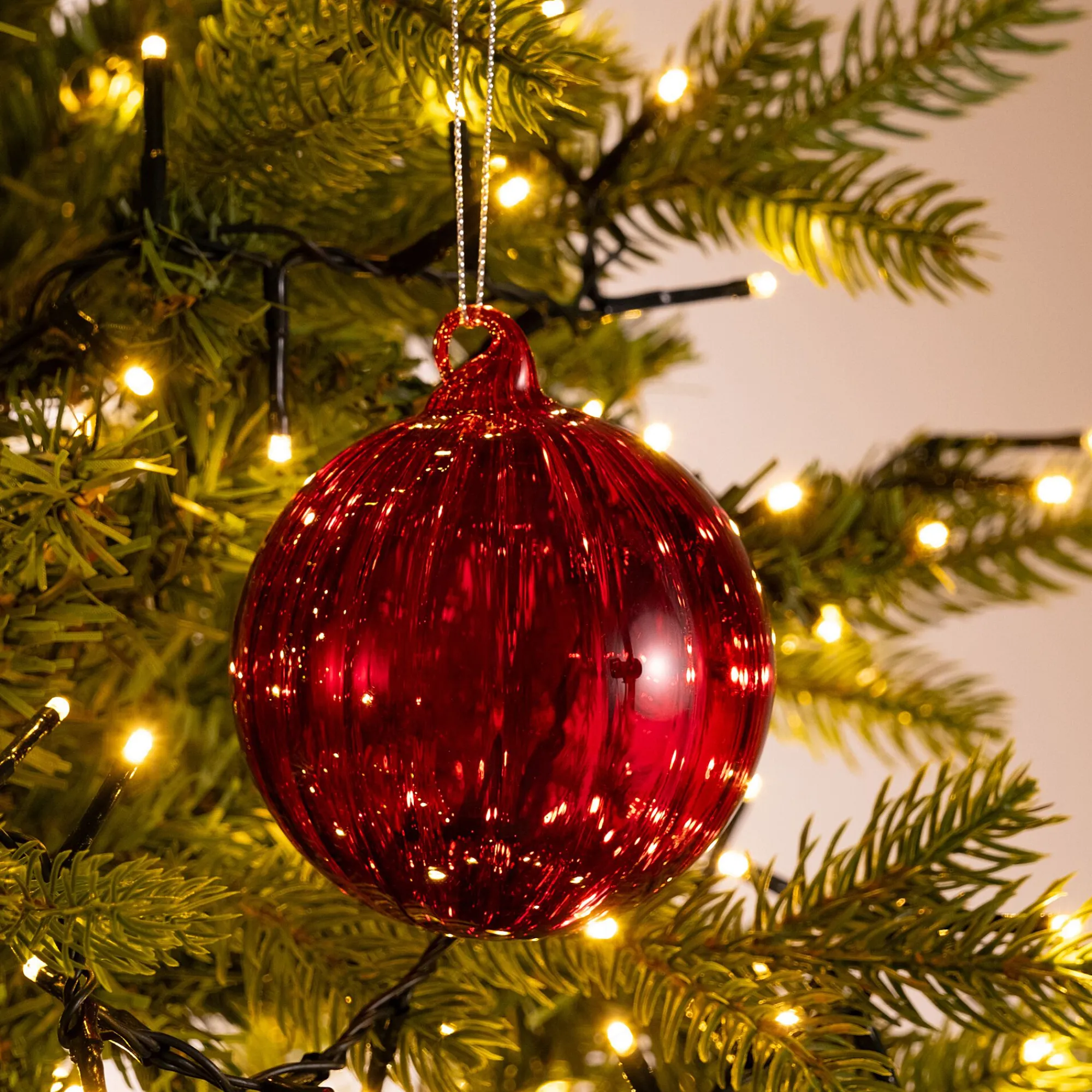 alinea Boule De Noël*Lot de 6 boules de Noël en verre D8cm - Rouge