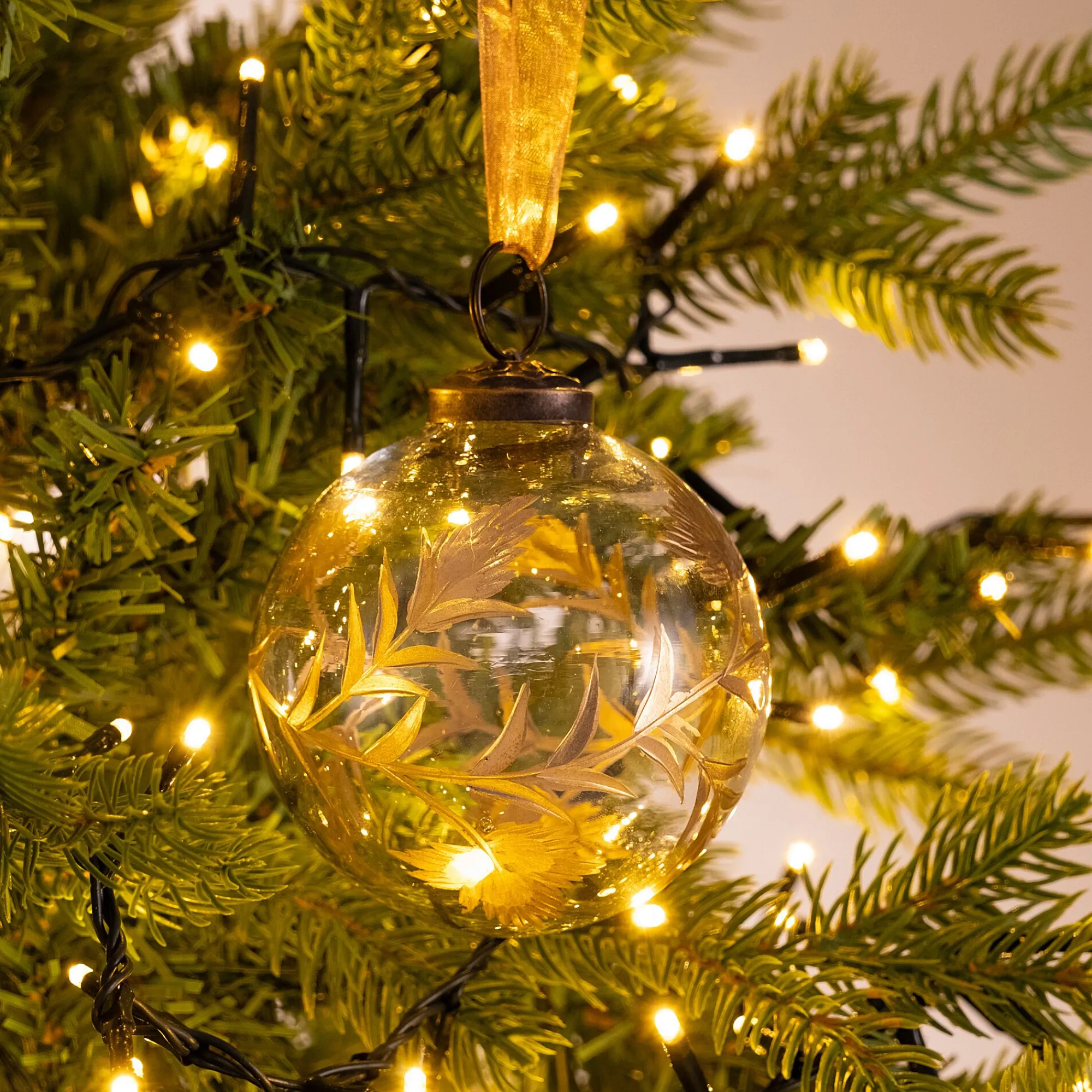 alinea Boule De Noël*Lot de 6 boules de Noël herbier en verre H7,5cm - Transparent