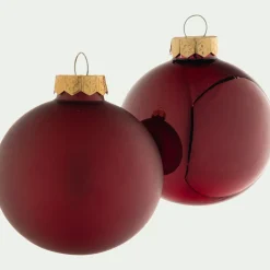 alinea Boule De Noël*Lot de 12 boules de Noël rondes en verre D6cm - Rouge