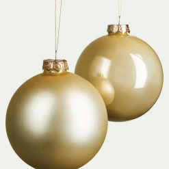 alinea Boule De Noël*Lot de 12 boules de Noël rondes en verre D6cm - Doré