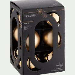 alinea Boule De Noël*Lot de 12 boules de Noël rondes en verre D6cm - Doré