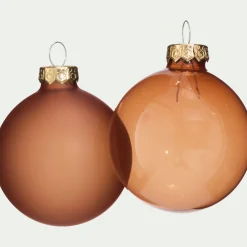 alinea Boule De Noël*Lot de 6 Boules de Noël Verre D6CM - Marron
