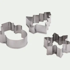alinea Emporte-Pièce Et Cercle À Pâtisserie|Ustensile De Cuisine*Lot de 3 emporte-pièces Noël assortis en inox - métallisé Gris