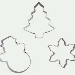 alinea Emporte-Pièce Et Cercle À Pâtisserie|Ustensile De Cuisine*Lot de 3 emporte-pièces Noël assortis en inox - métallisé Gris