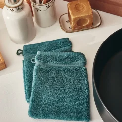 alinea Gant De Toilette*Lot de 2 gants de toilette bouclette en coton - Vert