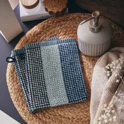 alinea Gant De Toilette*Lot de 2 gants de toilette bouclette jacquard en coton - Bleu