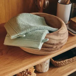 alinea Gant De Toilette*Lot de 2 gants de toilette en bouclettes de coton bio 16x21cm - olivier Vert