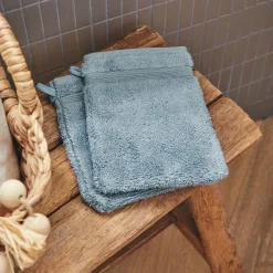 alinea Gant De Toilette*Lot de 2 gants de toilette bouclette en coton - autan Bleu