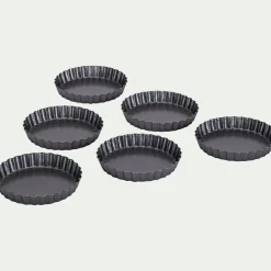 alinea Moule À Gâteau*Lot de 6 moules à tartelettes en acier - anthracite Gris