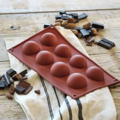 alinea Moule À Gâteau*Lot de 8 moules demi-sphère en silicone platinium - Marron