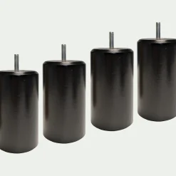 alinea Pied De Sommier*Lot de 4 pieds de sommier cylindrique H12cm - Noir
